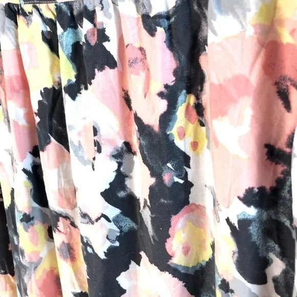 Loft Watercolor Floral Maxi Skirt Sz M Ruffled Tiered Hem Romantic Feminine Boho - Picture 8 of 8